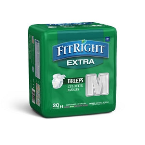 Medline FitRight Extra Incontinence Briefs - FitRight Extra Cloth-Like Adult Incontinence Briefs, Size M, for Waist Size 32"-42" - FITEXTRAMD