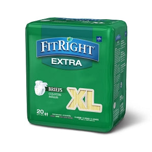 Medline FitRight Extra Incontinence Briefs - FitRight Extra Cloth-Like Adult Incontinence Briefs, Size XL, for Waist Size 57"-66" - FITEXTRAXLG