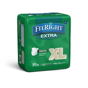 Medline FitRight Extra Incontinence Briefs - FitRight Extra Cloth-Like Adult Incontinence Briefs, Size XL, for Waist Size 57"-66" - FITEXTRAXLG