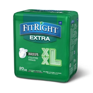 Medline FitRight Extra Incontinence Briefs - FitRight Extra Cloth-Like Adult Incontinence Briefs, Size 2XL, for Waist Size 60"-69" - FITEXTRAXXL