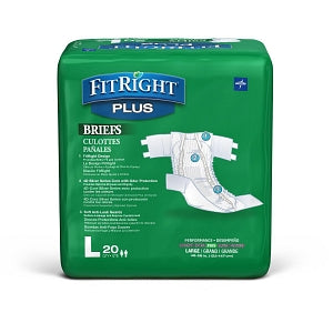 Medline FitRight Plus Incontinence Briefs - FitRight Plus Adult Incontinence Briefs, Size L, for Waist Size 48"-58" - FITPLUSLG