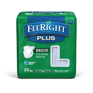 Medline FitRight Plus Incontinence Briefs - FitRight Plus Adult Incontinence Briefs, Size L, for Waist Size 48"-58" - FITPLUSLG