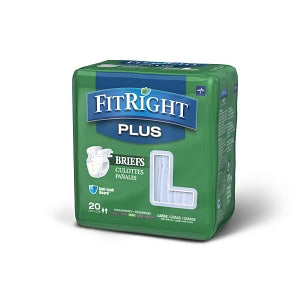 Medline FitRight Plus Incontinence Briefs - FitRight Plus Adult Incontinence Briefs, Size L, for Waist Size 48"-58" - FITPLUSLG