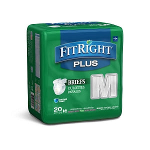 Medline FitRight Plus Incontinence Briefs - FitRight Plus Adult Incontinence Briefs, Size M, for Waist Size 32"-42" - FITPLUSMD