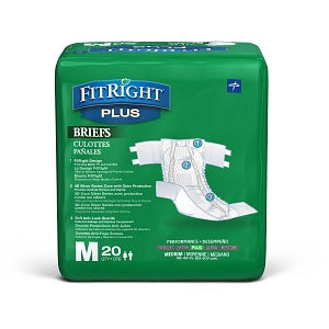 Medline FitRight Plus Incontinence Briefs - FitRight Plus Adult Incontinence Briefs, Size M, for Waist Size 32"-42" - FITPLUSMD