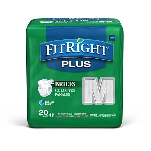 Medline FitRight Plus Incontinence Briefs - FitRight Plus Adult Incontinence Briefs, Size M, for Waist Size 32"-42" - FITPLUSMD