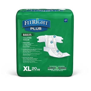 Medline FitRight Plus Incontinence Briefs - FitRight Plus Adult Incontinence Briefs, Size XL, for Waist Size 57"-66" - FITPLUSXLG