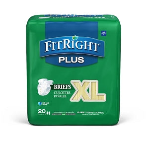 Medline FitRight Plus Incontinence Briefs - FitRight Plus Adult Incontinence Briefs, Size XL, for Waist Size 57"-66" - FITPLUSXLG