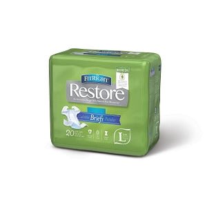 Medline FitRight Restore Super Incontinence Briefs with Remedy Phytoplex - FitRight Restore Super Adult Incontinence Briefs, Size L, for Waist Size 48"-58" - FITRESTORELG