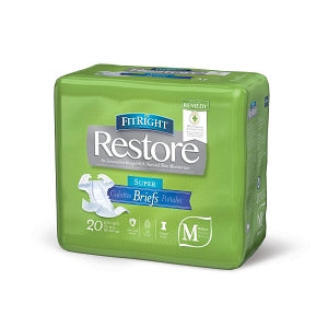 Medline FitRight Restore Super Incontinence Briefs with Remedy Phytoplex - FitRight Restore Super Adult Incontinence Briefs, Size M, for Waist Size 32"-42" - FITRESTOREMD