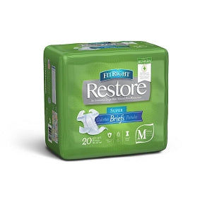 Medline FitRight Restore Super Incontinence Briefs with Remedy Phytoplex - FitRight Restore Super Adult Incontinence Briefs, Size M, for Waist Size 32"-42" - FITRESTOREMD