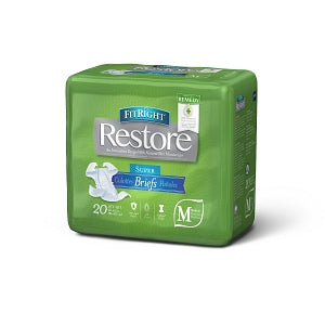 Medline FitRight Restore Super Incontinence Briefs with Remedy Phytoplex - FitRight Restore Super Adult Incontinence Briefs, Size M, for Waist Size 32"-42" - FITRESTOREMD