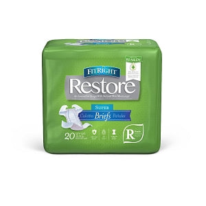 Medline FitRight Restore Super Incontinence Briefs with Remedy Phytoplex - FitRight Restore Super Adult Incontinence Briefs, Size Regular, for Waist Size 60"-69" - FITRESTORERG