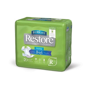 Medline FitRight Restore Super Incontinence Briefs with Remedy Phytoplex - FitRight Restore Super Adult Incontinence Briefs, Size Regular, for Waist Size 40"-50" - FITRESTORERG