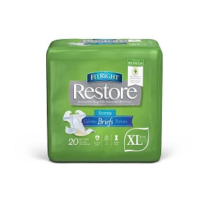 Medline FitRight Restore Super Incontinence Briefs with Remedy Phytoplex - FitRight Restore Super Adult Incontinence Briefs, Size XL, for Waist Size 57"-66" - FITRESTOREXLG