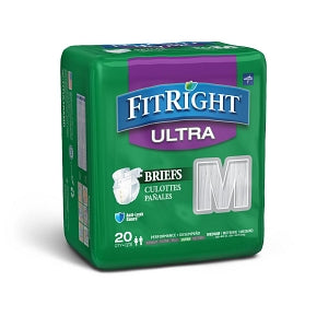 Medline FitRight Ultra Incontinence Briefs - FitRight Ultra Adult Incontinence Briefs, Size M, for Waist Size 32"-42" - FITULTRAMD