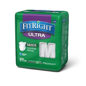 Medline FitRight Ultra Incontinence Briefs - FitRight Ultra Adult Incontinence Briefs, Size M, for Waist Size 32"-42" - FITULTRAMD