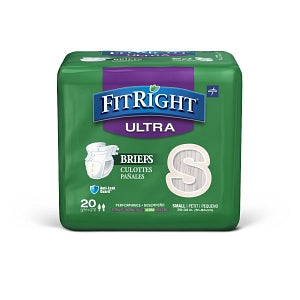 Medline FitRight Ultra Incontinence Briefs - FitRight Ultra Adult Incontinence Briefs, Size S, for Waist Size 20"-33" - FITULTRASM