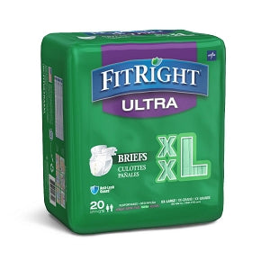 Medline FitRight Ultra Incontinence Briefs - FitRight Ultra Adult Incontinence Briefs, Size 2XL, for Waist Size 60"-69" - FITULTRAXXL