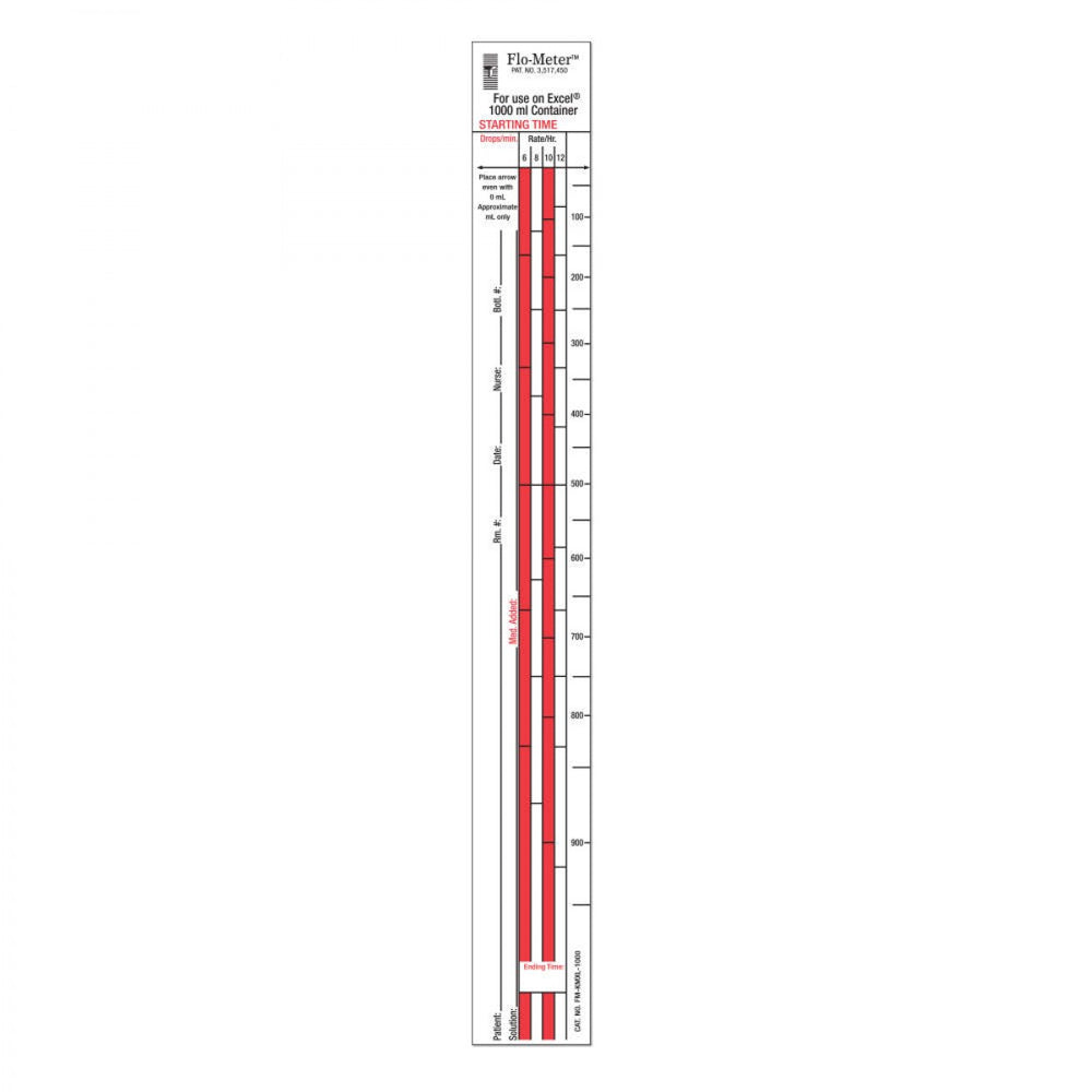 Flo-Meter Iv Label Compatible With 1000 Ml Kendall/Mcgaw Paper Removable 1 1/4" X 10 1/2" White 1000 Per Box