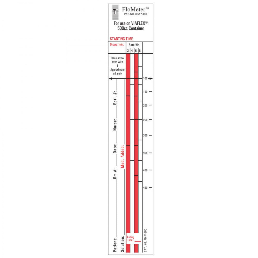 Flo-Meter Iv Label Compatible With 500 Ml Baxter/Viaflex Paper Removable 1 1/4" X 7" White 1000 Per Box