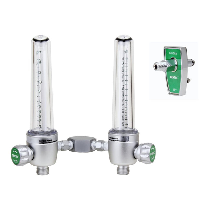 Aluminum Dual Oxygen Flowmeters