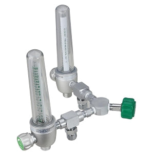 Genstar Technologies Aluminum Dual Oxygen Flowmeters - Aluminum Dual Oxygen Flowmeter, 0-15 LPM, with 2 Power Take Off, DISS Hand-Tight Adapter - FMD197A-15L-DH2P