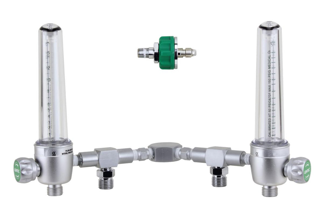 Aluminum Dual Oxygen Flowmeters