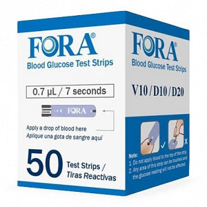 Fora Care Inc. ForaCare V10 Blood Glucose Meters and Accessories - FORA Premium Blood Glucose Test Strips for V10/V30 Monitors - 810-0000001-073