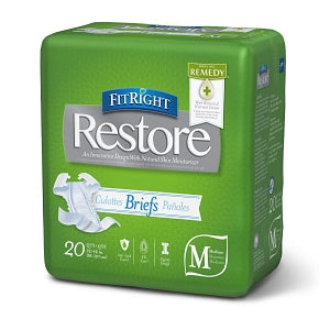 Medline FitRight Restore Ultra Incontinence Briefs with Remedy Phytoplex - FitRight Restore Ultra Adult Incontinence Briefs, Size M, for Waist Size 32"-42" - FRP300