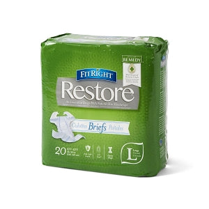 Medline FitRight Restore Ultra Incontinence Briefs with Remedy Phytoplex - FitRight Restore Ultra Adult Incontinence Briefs, Size L, for Waist Size 48"-58" - FRP500