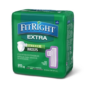 Medline FitRight Extra-Stretch Briefs - FitRight Extra-Stretch Adult Incontinence Briefs, Size M / Regular, for Waist Size 30"-52" - FRSE1