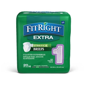 Medline FitRight Extra-Stretch Briefs - FitRight Extra-Stretch Adult Incontinence Briefs, Size M / Regular, for Waist Size 30"-52" - FRSE1