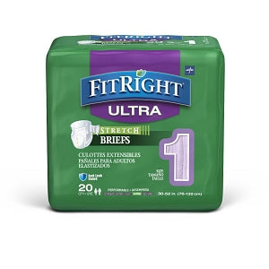 Medline FitRight Stretch Ultra Incontinence Briefs with Center Tab - Stretch Ultra Incontinence Briefs, Medium / Regular for 30" - 52" Waist Size - FRSU1