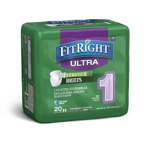 Medline FitRight Stretch Ultra Incontinence Briefs with Center Tab - Stretch Ultra Incontinence Briefs, Medium / Regular for 30" - 52" Waist Size - FRSU1