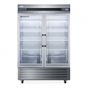 Accucold Upright Two-Door Lab Refrigerators - Accucold Medical-Laboratory Refrigerator with 2 Glass Doors and 4 Wheel Casters (2 Locking), 49 cu. ft. - ARG49ML