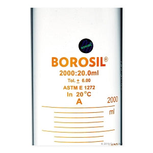 Foxx Life Sciences Borosil Graduated Measuring Cylinders - Borosil Graduated Measuring Cylinder with Hexagonal Base, USP Class A, 2000 mL, 4/Case - 3026030A