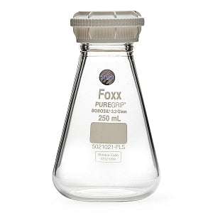 Foxx Life Sciences PUREGRIP Erlenmeyer / Conical Flasks - PUREGRIP Erlenmeyer / Conical Borosilicate Glass Flask with GL45 Screw Cap, 250 mL - 5021021-FLS