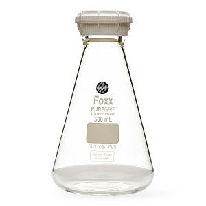 Foxx Life Sciences PUREGRIP Erlenmeyer / Conical Flasks - PUREGRIP Erlenmeyer / Conical Borosilicate Glass Flask with GL45 Screw Cap, 500 mL - 5021024-FLS