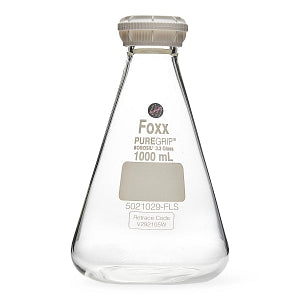 Foxx Life Sciences PUREGRIP Erlenmeyer / Conical Flasks - PUREGRIP Erlenmeyer / Conical Borosilicate Glass Flask with GL45 Screw Cap, 1000 mL - 5021029-FLS