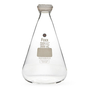 Foxx Life Sciences PUREGRIP Erlenmeyer / Conical Flasks - PUREGRIP Erlenmeyer / Conical Borosilicate Glass Flask with GL45 Screw Cap, 2000 mL - 5021030-FLS