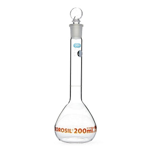 Foxx Life Sciences Borosil Clear Wide Mouth Volumetric Flasks - Borosil Clear Wide Mouth Volumetric Flask with I / C Stopper, 200 mL - 5647020A