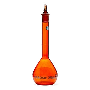 Foxx Life Sciences Borosil Amber Wide Neck Volumetric Flasks - Borosil Amber Wide Neck Volumetric Flask with I / C Stopper, 250 mL - 5657021A