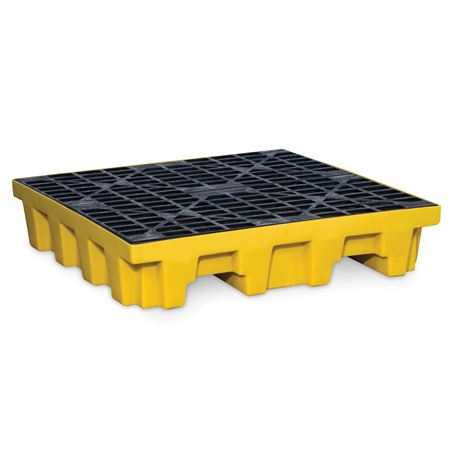 EcoPolyBlend Spill Control Pallet with Drain 49"W x 49"D x 10.25"H - Yellow