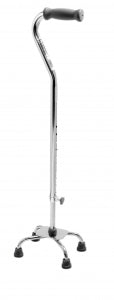 Medline Aluminum Quad Canes - Aluminum Quad Cane, Small Base, Brite Chrome, Adult - G05345S