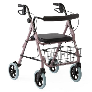 Medline Guardian Deluxe Rollators with 8" Wheels - Guardian Rollator, Deluxe, Aluminum, Rose - G07887R