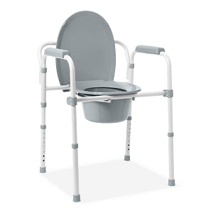 Medline Steel Elongated Bedside Commode - COMMODE, 3-IN-1, STEEL, ELONGATED - G1-200LX4