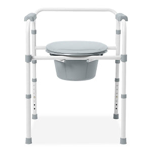 Medline Steel Elongated Bedside Commode - COMMODE, 3-IN-1, STEEL, ELONGATED - G1-200LX4