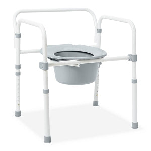 Medline 3-in-1 Folding Commodes - 3-in-1 Folding Steel Commode, 350 lb. Weight Capacity, Elongated - G1-202ELX4