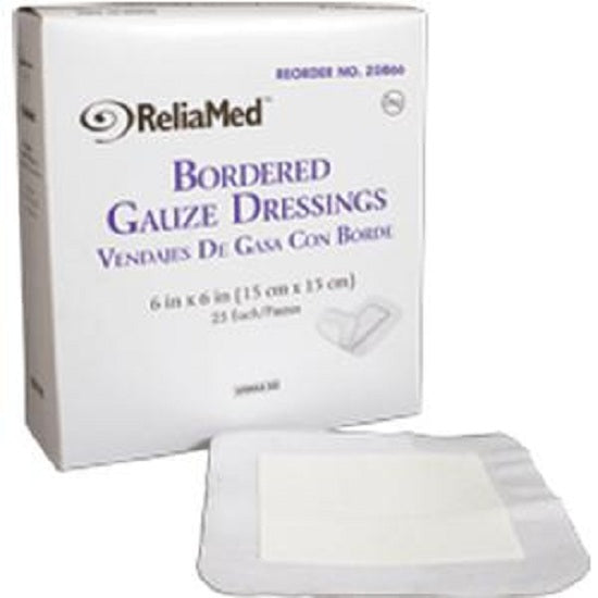 Cardinal Health ReliaMed Sterile Bordered Gauze Dressing - 25 Per Box